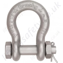 Crosby 'G2130A' Grade 80 Alloy Bolt Type Lifting Bow Shackles with Nut & Split Pin, WLL Range from 2000kg to 17,000kg
