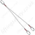 Tractel 'LDF 11' Twin Leg Fixed Length Braided Rope Restraint Lanyard, Available in 1m, 1.5m or 2m lengths