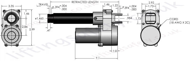 LS 35 DC Linear Actuator Dimensions