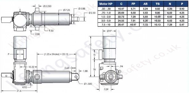 SCN25 Series Right Angle Motor Diagram