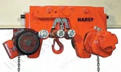 Hadef EHS Ultra Low Headroom Electric Chain Hoist with Geared Travel Trolley. Range 500kg to 3,200kg