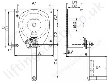 Hadef 260 76 Spur Gear Manual Wirerope Winch Dimensions