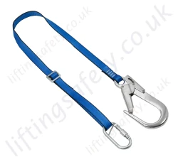 LiftingSafety Adjustable Restraint Lanyard with Screwgate Karabiner and Scaffold Hook - 1.5m or 2m length