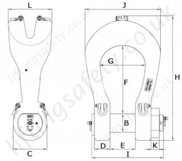 P6043 Green Pin Power Sling Shackle Dimensions