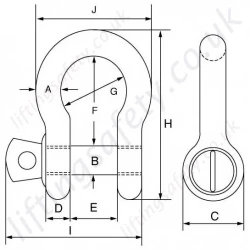 Black Bow Shackle Dimensions