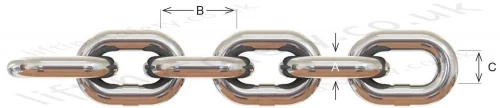 Stainless Steel Short Link Chain Dimensions