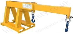 Fork Lift Truck Tine Mounted Short Reach Telescopic "Extender" Jib Attachment With 2 Hooks - Range From 210kg to 3500kg