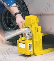 Forklift Truck Jack in use - close up