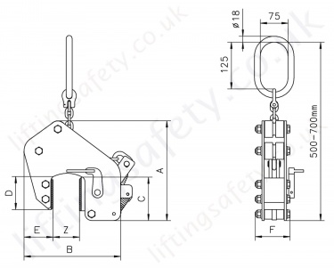 Tsb Non Marking Plate Clamp Dimensions