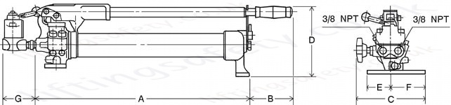 HPH double acting hand pump dimensions