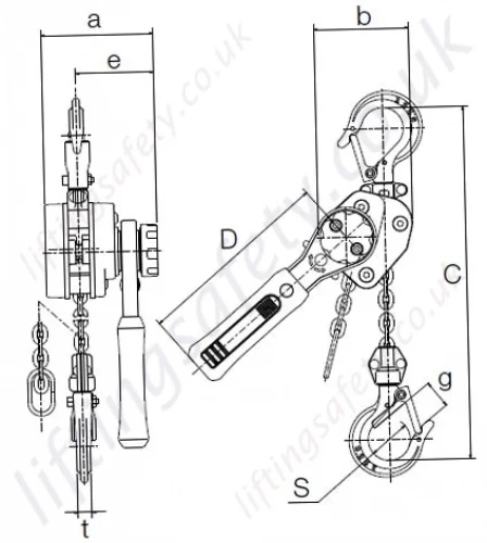kito 250kg Dimension drawing