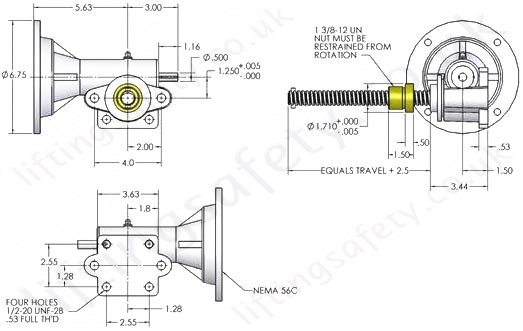 Modular Actuator With Rotating Machine Screw Dimensional Specifications