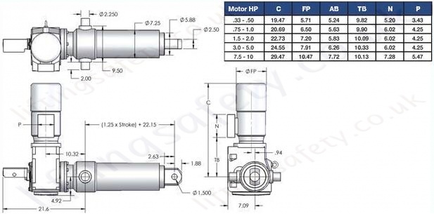 SCN25 Series Right Angle Motor Diagram