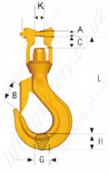 Grade 8 Swivel Hook LKNG Dimensions