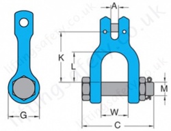 Grade 10 Clevis Shackle Dimensions