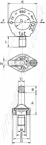 Rud VRS eyebolt lifting eye dimensions Rud VRS eyebolt lifting eye dimensions