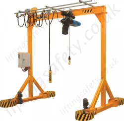 Portable Powered/Motorised Gantry Crane - Standard 1000kg to 6300kg Capacity Options. Moveable Under Load