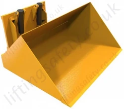 Fork truck Carriage Mounted Hydraulic Scoop / Bucket Attachment. Connects in to Truck Hydraulic Circuit. 200 litre to 500 litre