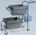 LiftingSafety Order Picking Trolley, 100kg Capacity, with 600 x 400 x 300mm Plastic Containers and a Basket