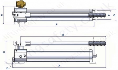 Technical Diagram for Aluminimum hand pumps