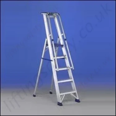 Professional Use Single Sided Stepladder with Handrail and Guardrail Tool Tray - Maximum Height of 3.41m