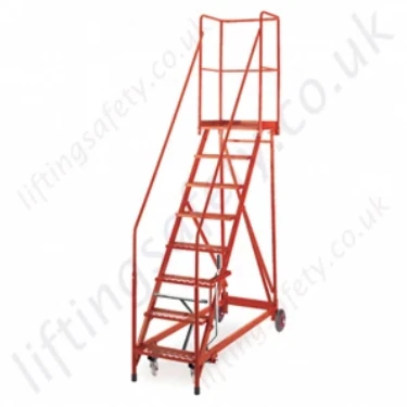 Easily Manoeuvrable Heavy Duty Steel Frame Mobile Steps with 3-18 Steps and Epoxy Powder Coated Finish