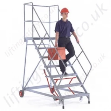 Easy Slope Mobile Steps with 48° / 54° Incline, Strong Reinforced Handrails and Work Platform