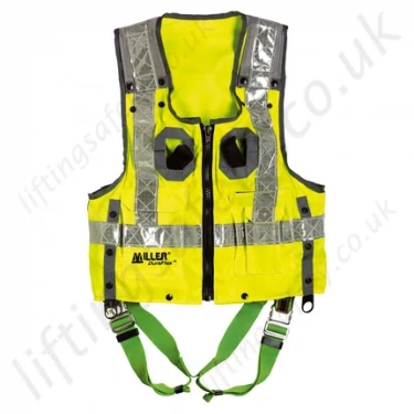 Miller Duraflex 2 Point Yellow Hi-Vis Vest Fall Arrest Harness with Rear 'D' Ring & Front Webbing Loops