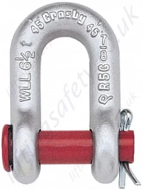 Crosby G215 / S215 Round Pin Chain Lifting Shackles. Lifting "D" Shackles (Dee Shackles) with Split Pin (No Nut) - Range from 500kg to 35 Tonne