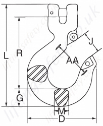 Crosby A1339 Clevis Sling Hook Dimensions