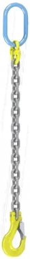 Single leg chain sling with standard sling hooks