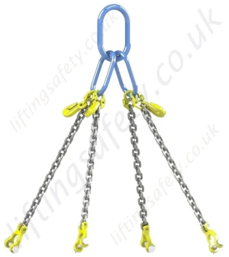 4 Leg Chain Sling with Shortening Grab Hooks and Clevis Shackles