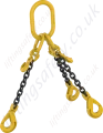 Grade 8 3-Leg Chain Sling with Grab Hooks and Self Locking Hooks