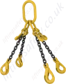 Grade 8 4-Leg Chain Sling with Grab Hooks and Self Locking Hooks