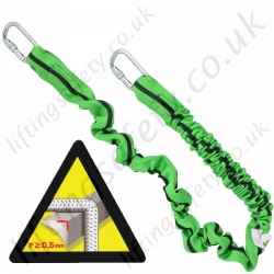 Miller "Edge Tested" Manyard Fall Arrest Elasticated Lanyard, length 2m, with Optional End Fittings