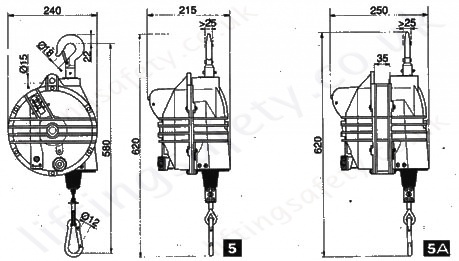 Tool spring balancer 10-105kg dimensions