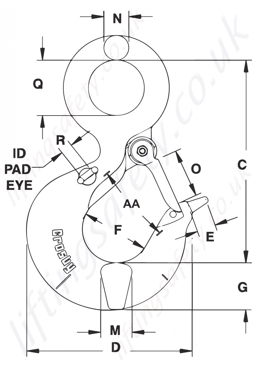 Crosby L320r Rov Eye Hook Dimensions