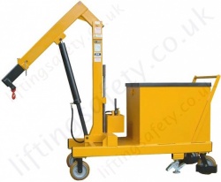 MANUAL - Pivoting Arm Counterbalance Workshop Floor Crane With Hydraulic Ram Lifting, Hand Lift & Travel, Many Options