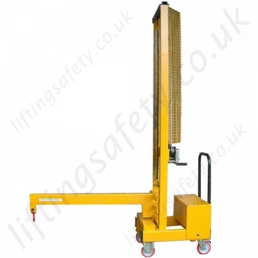 MANUAL OR POWERED - Carriage Mounted (Fork Truck Lifting Action) Counterbalanced Workshop Floor Crane, Hand or Powered Lift & Travel. Many options.