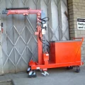 Fixed jib arm hand winch lifts the hook