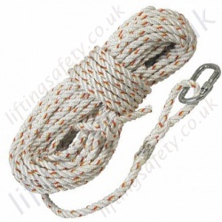 Protecta "AC2 Anchorage Line" 3 Strand Twisted Polamide Rope. Terminations, Karabiner & Plain End - 14mm Diameter x . 5, 10, 15, 20, 25, 30, 40 or 50 metre
