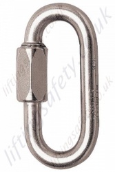Protecta "AJ507" Zinc Plated Steel Oval Quick Link. Breaking Strength 32.5kN. H 79mm x W 30mm x 7mm Thick - Gate Opening 17mm 