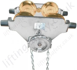 Spark Resistant, Quick Fit Push and Geared Travel (chain drive) Beam Trolleys.