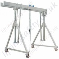 Alloy Gantry 'A' Frame with Twin Parallel Top Beams and Castors, 1000kg or 1500kg (small, medium or high, 30 options).
