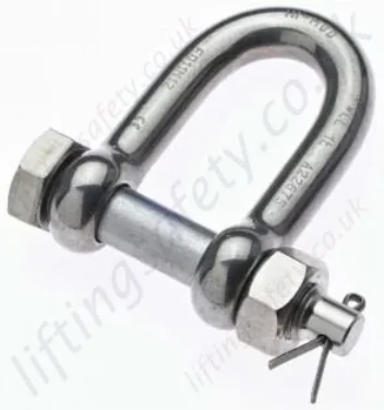 AISI 316L Stainless Steel "D" Shackles, Safety Pin with Nut and Split Pin Dee Shackle - Range from 500kg to 5000kg