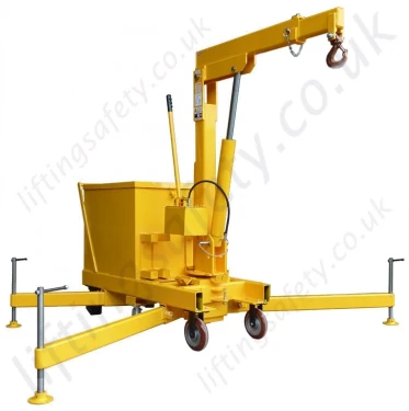 MANUAL OR POWERED - 360 degree Slew Pivoting Arm / Rigid Arm Counterbalance Floor Crane, Hand or Power Lift & Travel. Many options.