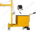 Heavy duty counterbalance workshop floor crane with load trolley that travels in the lifting arm. Can be made to customer specification 