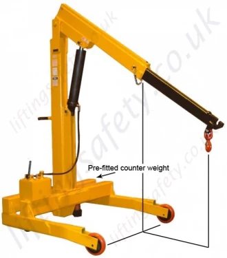 Counterbalanced Floor Crane With Forward Facing Stability Legs upto 2000kg SWL