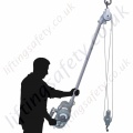 LiftingSafety "Tube Hoist" Low Headroom Wire Rope Lifting Hoist. Options Manual or Air Powered (Pneumatic) - Range from 250kg to 750kg