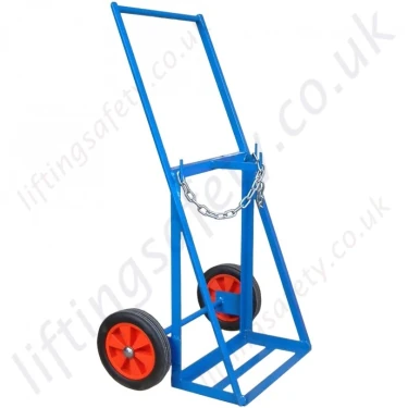 Twin Cylinder Oxy-acetylene Gas Cylinder Push Trolley, "No Rear Castor". For Cylinders 1 x 250mm and 1 x 300mm Dia - 200kg